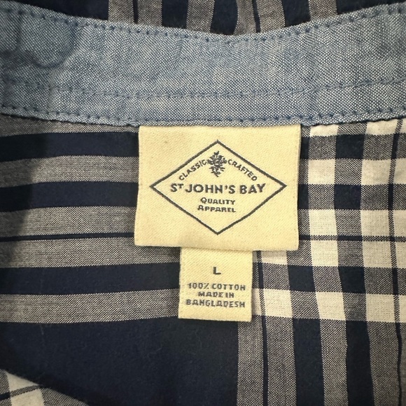 St Johns Bay Striped Long Sleeve  Shirt Dark Blue Collared L EUC - Picture 6 of 8